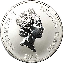 Монета 25 долларов 2006 Год Собаки Соломоновы Острова
