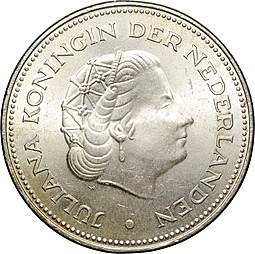Монета 10 гульденов 1970 Юлиана - 25 лет освобождения Нидерланды