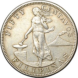 Монета 50 сентаво 1903 (1/2 песо) Филиппины
