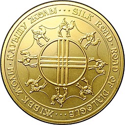 Монета 10000 тенге 2005 Шелковый путь Казахстан