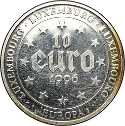Монета 10 евро 1996 Люксембург