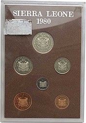 Годовой набор монет 1/2, 1, 5, 10, 20, 50 центов 1980 PROOF Сьерра Леоне