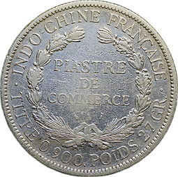 Монета 1 пиастр 1896 Французский Индокитай