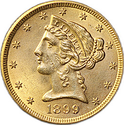 Монета 5 долларов 1899 США