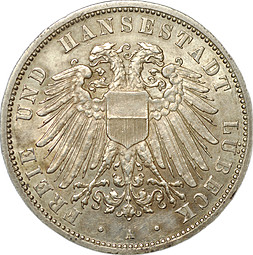 Монета 3 марки 1913 А Любек Германия