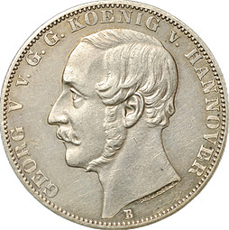 Монета 1 союзный талер 1866 B Ганновер Германия