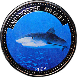 Монета 1 доллар 2008 Белая акула Палау