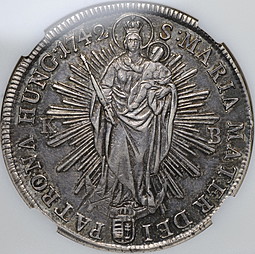Монета 1 талер 1742 MA Мария Терезия Венгрия слаб ННР AU 55