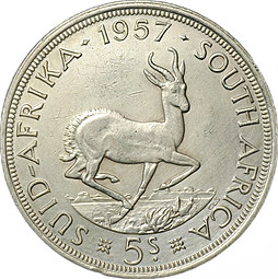 Монета 5 шиллингов 1957 ЮАР