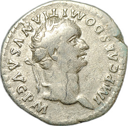 Монета Денарий 81 Домициан (81-96) Дельфин вокруг якоря Римская Империя