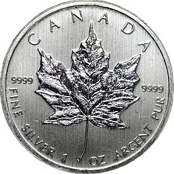 Монета 5 долларов 2012 Кленовый лист Канада