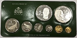 Набор монет 1, 5, 10, 25, 50 центов 1, 5, 10 долларов 1978 PROOF Гайана