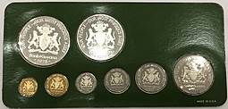 Набор монет 1, 5, 10, 25, 50 центов 1, 5, 10 долларов 1978 PROOF Гайана