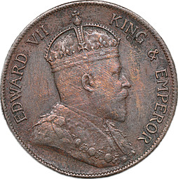Монета 1 цент 1902 Гонконг