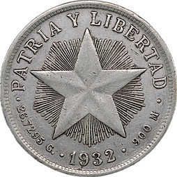 Монета 1 песо 1932 Куба