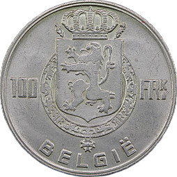 Монета 100 франков 1951 BELGIE Бельгия