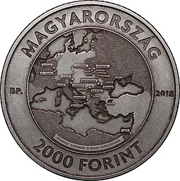 Монета 2000 форинтов 2018 100 лет со дня окончания Первой Мировой войны Венгрия