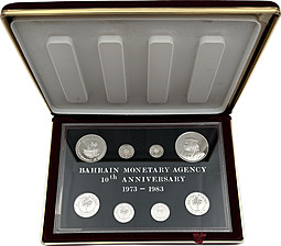 Набор монет 1, 5, 10, 25, 50, 100, 250, 500 филс 1983 10 лет Центральному банку PROOF Бахрейн