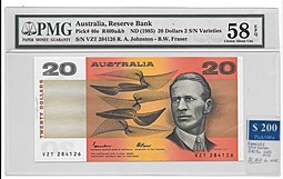 Банкнота 20 долларов 1985 слаб PMG 58 Австралия
