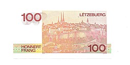 Банкнота 100 франков 1993 Люксембург