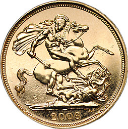 Монета 1 соверен (фунт) 2006 Великобритания