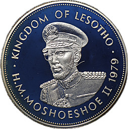 Монета 10 малоти 1979 Памятник Королю Мошвешве I PROOF Лесото