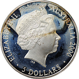 Монета 5 долларов 2000 Олимпиада Сидней - Коала Австралия
