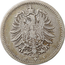 Монета 50 пфеннигов 1876 E - Дрезден Германия