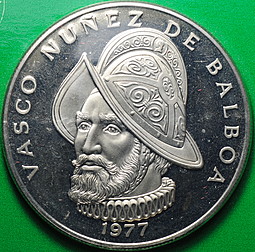 Монета 1 бальбоа 1977 Васко Нуньес де Бальбоа Панама