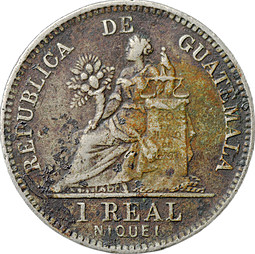 Монета 1 реал 1912 Гватемала