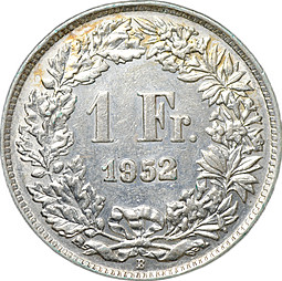 Монета 1 франк 1952 Швейцария
