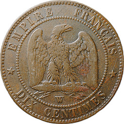 Монета 10 сантимов 1855 W - Лилль Франция
