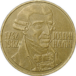 Монета 20 шиллингов 1982 250 лет со дня рождения Йозефа Гайдна Австрия