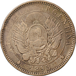 Монета 2 сентаво 1893 Аргентина