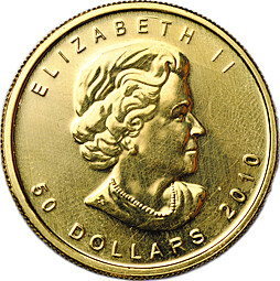 Монета 50 долларов 2010 Кленовый лист Канада