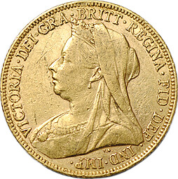 Монета 1 соверен 1900 Великобритания 