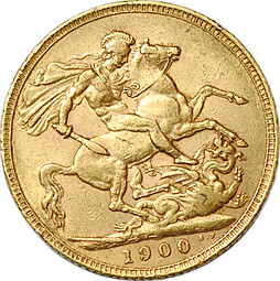Монета 1 соверен 1900 Великобритания 