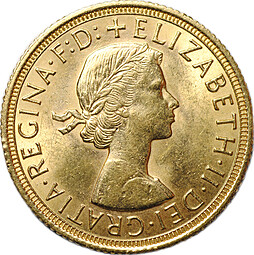 Монета 1 соверен (фунт) 1963 Великобритания