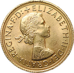 Монета 1 соверен (фунт) 1964 Великобритания