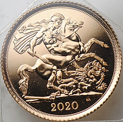 Монета 1 соверен (фунт) 2020 Великобритания