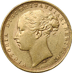 Монета 1 соверен (фунт) 1875 M Мельбурн Австралия Великобритания