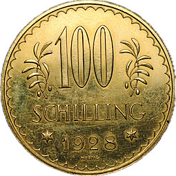 Монета 100 шиллингов 1928 Австрия
