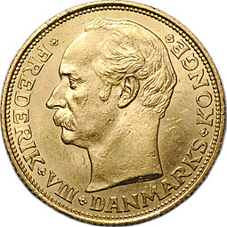 Монета 20 крон 1911 Дания