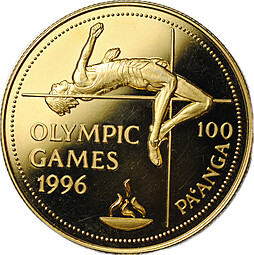 Монета 100 паанга 1994 Олимпиада Атланта 1996 Тонга