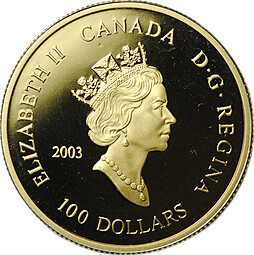 Монета 100 долларов 2003 Пшеница Маркиз Канада