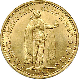 Монета 10 крон 1904 Венгрия
