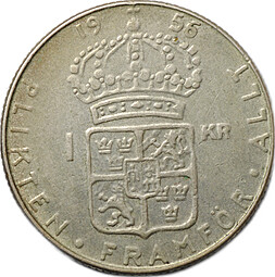 Монета 1 крона 1956 Швеция