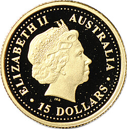 Монета 15 долларов 2007 Белая Акула Австралия
