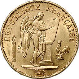 Монета 20 франков 1886 Франция