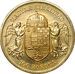 Монета 100 крон 1908 Венгрия